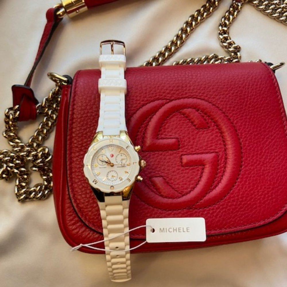 Michele Tahitian Jelly White Steel Quartz Watch